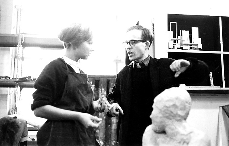 JM teaching a sculpture class at St Martins, early 1960's
